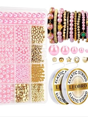Pink and Gold Bracelet Making Kit